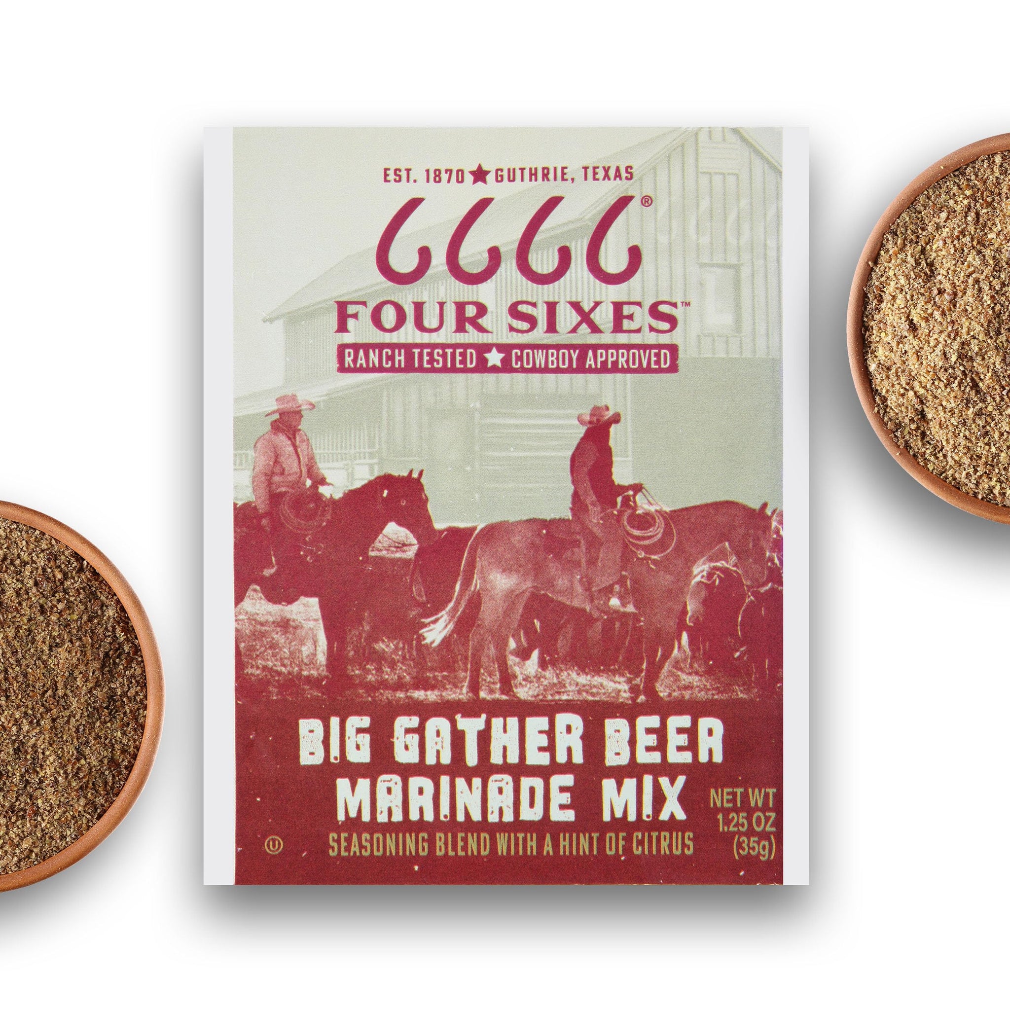 6666 Four Sixes Big Gather Beer Marinade Mix, 1.25 Ounce