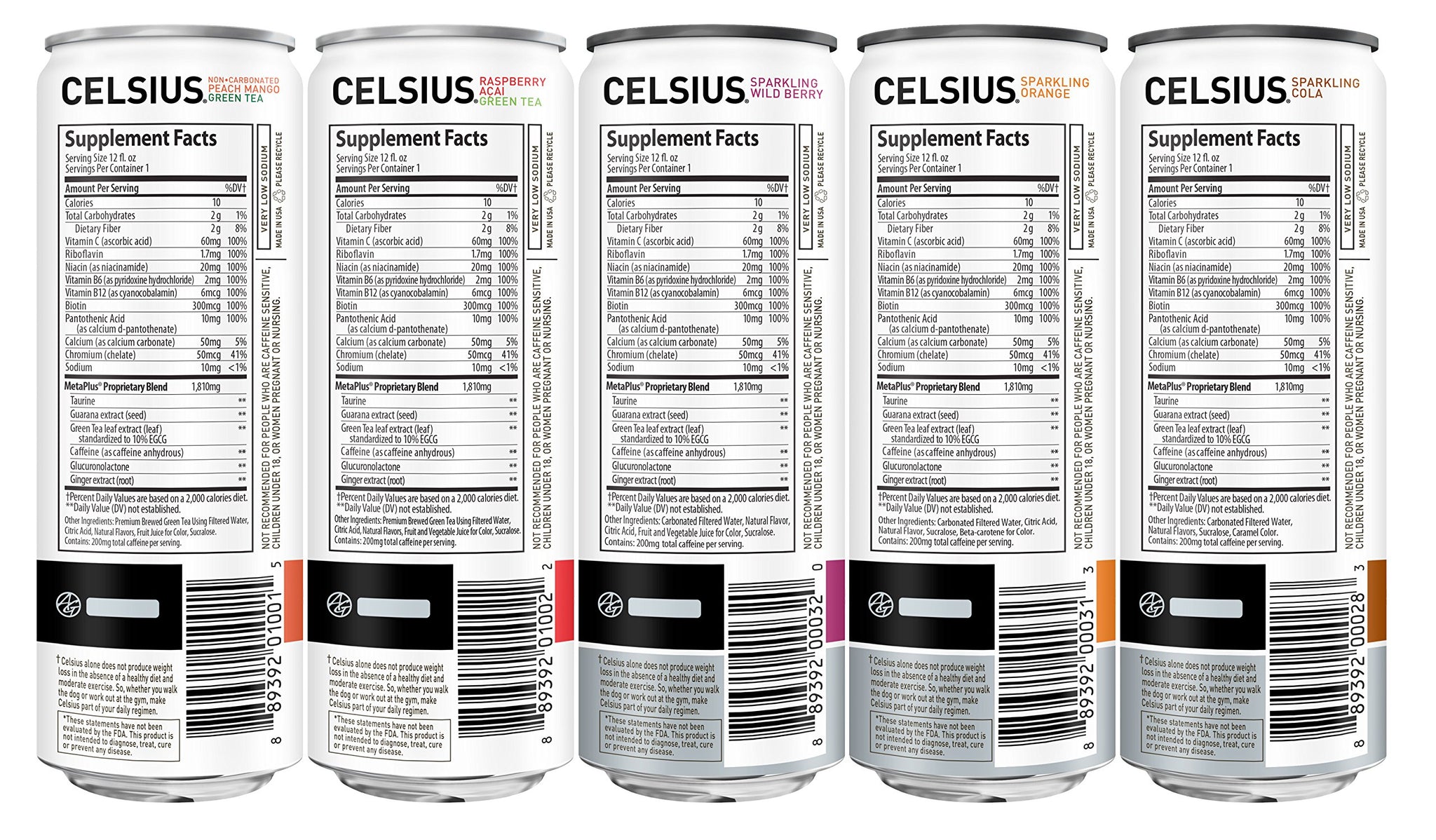 CELSIUS Fitness Drink 9-Flavor Variety Pack, Zero Sugar, Slim Can 12 Fl Oz (Pack of 12)