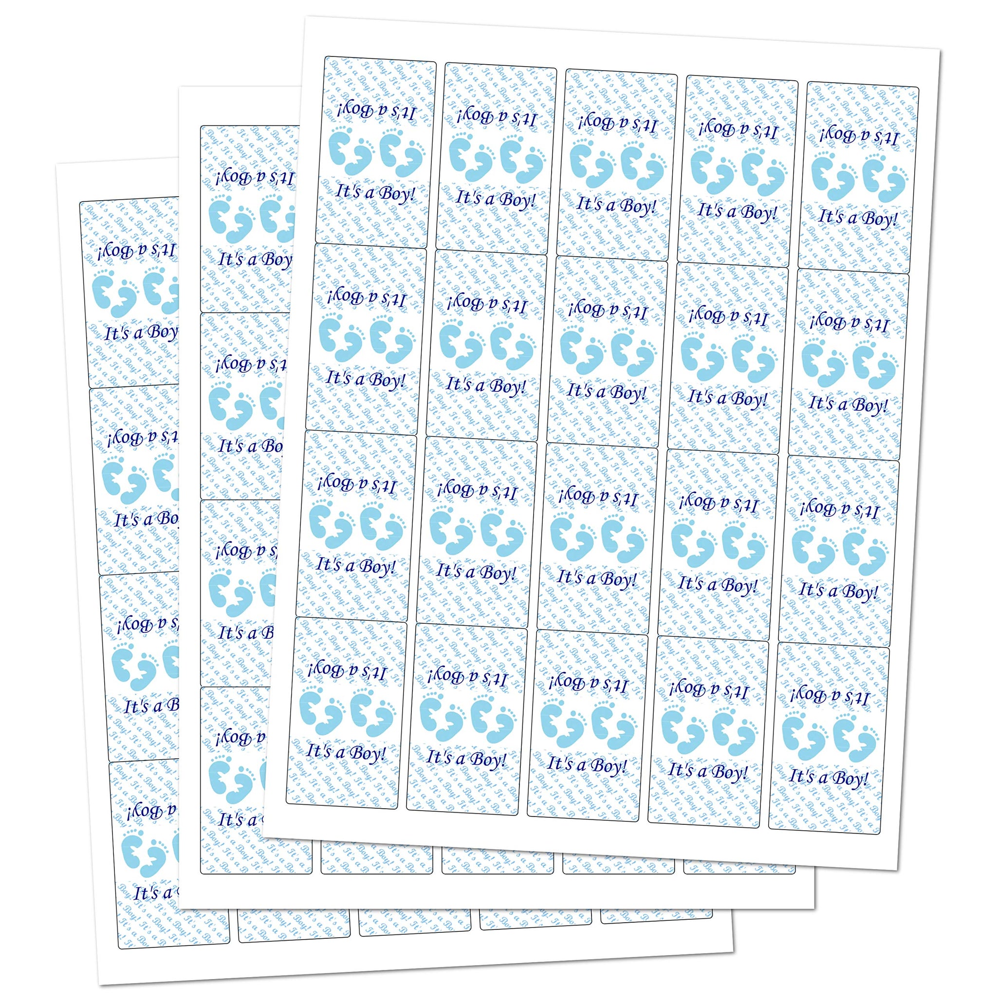 60 Blue Footprints Baby Shower Miniatures Candy Bar Wrapper, Its a Boy Baby Shower Mini Candy Bar Stickers Decorations, Candy Not Included. Made in