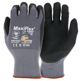 ATG 34-874T/S Maxiflex Ultimate, 15G Gray Nylon Shell, Black Nitrile Grip, Tagged Gray S