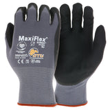ATG 34-874T/S Maxiflex Ultimate, 15G Gray Nylon Shell, Black Nitrile Grip, Tagged Gray S