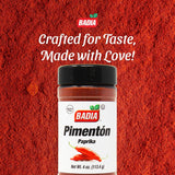 Badia Paprika, 4 oz - Mild Sweet Flavor for Cooking Rice, Seafood, Stews, Garnishing, Grilling & Seasoning