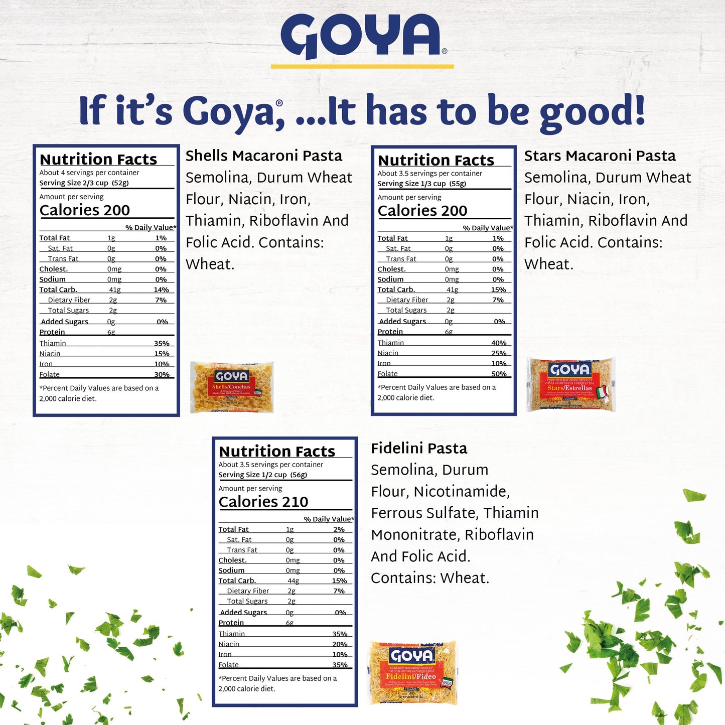 Goya Pasta for Soup Trio, Fidelini Pasta, Stars Enriched Macaroni Pasta, Shells Enriched Macaroni Pasta, Pasta Variety Pack, Soup Pasta Sampler, 7oz
