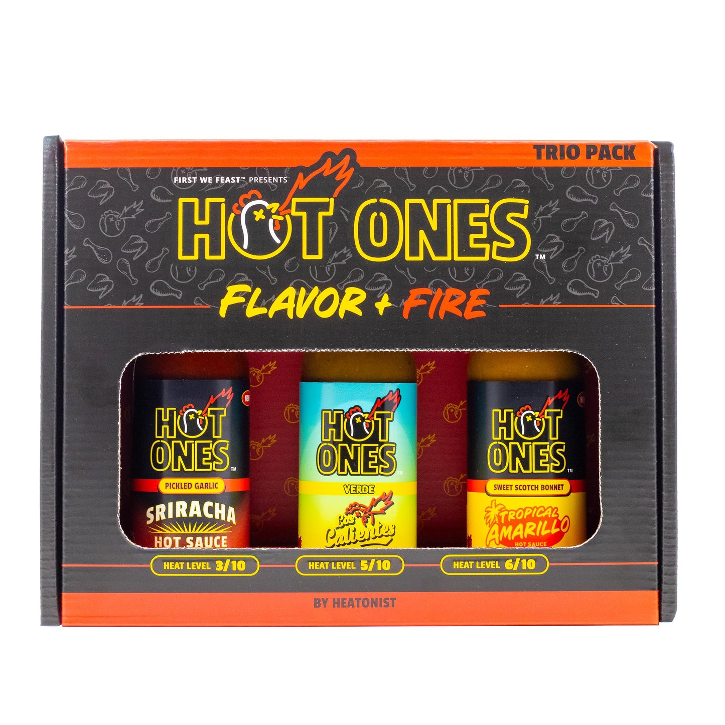 Hot Ones Hot Sauce Challenge Set - Flavor and Fire Hot Sauce Trio Pack Gift Set - Made with Natural Ingredients - 5 fl oz Bottles (3-Pack)