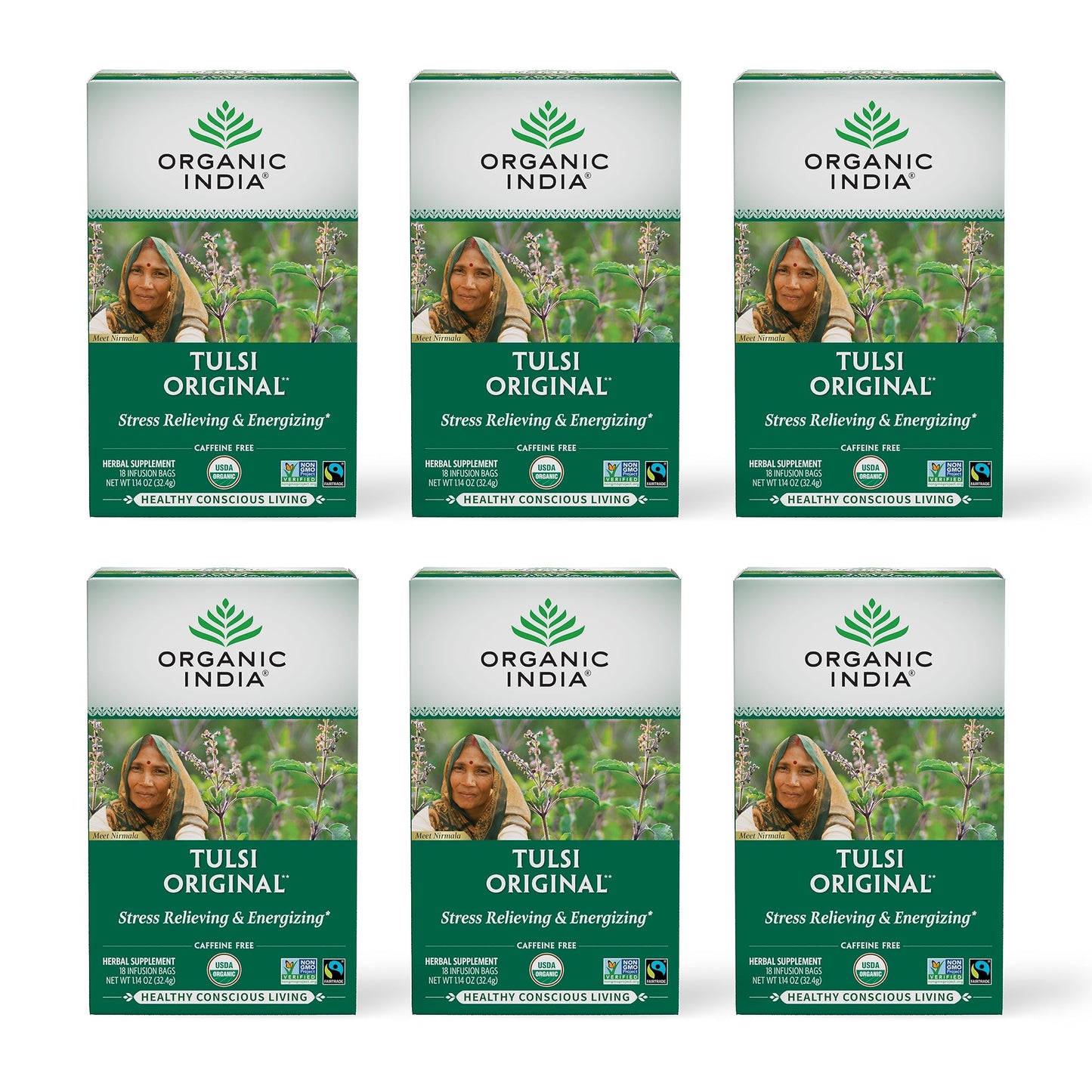 ORGANIC INDIA Tulsi Original Herbal Tea - Holy Basil and African Basil Calming and Stress Relief Tea, Immune Support, USDA Certified Organic, Non-GMO