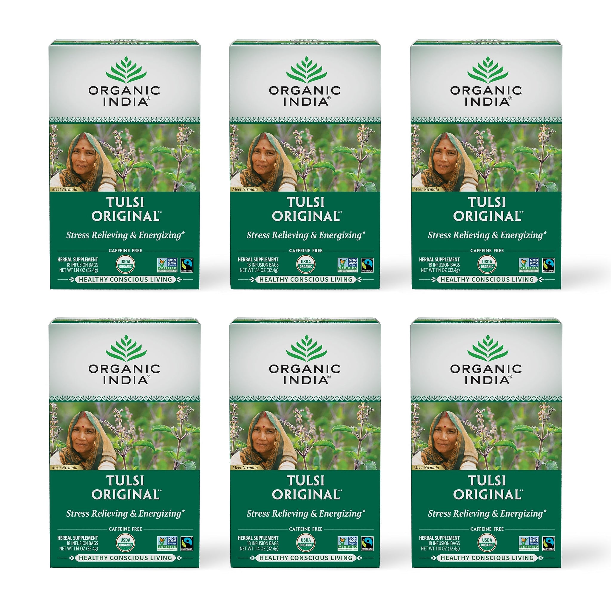ORGANIC INDIA Tulsi Original Herbal Tea - Holy Basil and African Basil Calming and Stress Relief Tea, Immune Support, USDA Certified Organic, Non-GMO