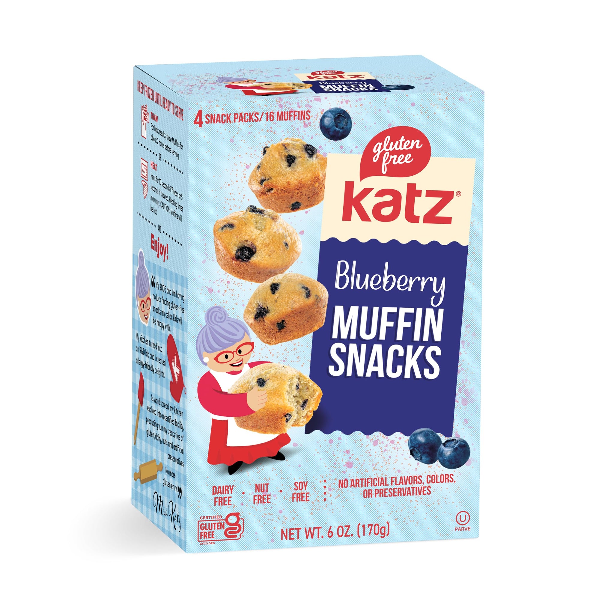 Katz Gluten Free Blueberry Muffin Snacks | Dairy Free, Nut Free, Soy Free, Gluten Free | Kosher (1 Pack, 6 Ounce)