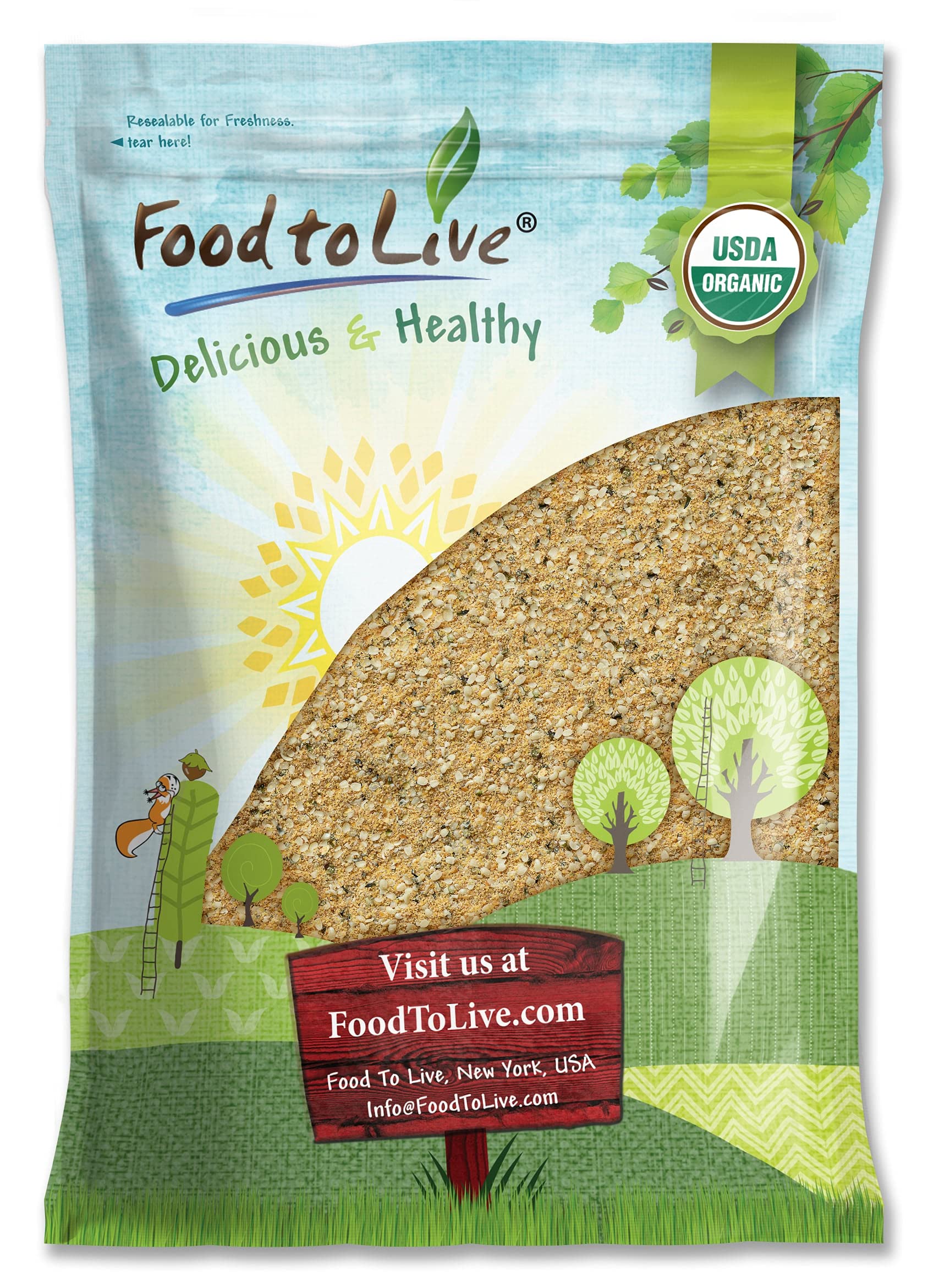 Food to Live - Organic Powerful Flax and Hemp Seeds Blend, 6 Pounds - Non-GMO Mix of Raw Hemp Hearts and Cold-Milled Golden Flaxseeds, Vegan, Kosher