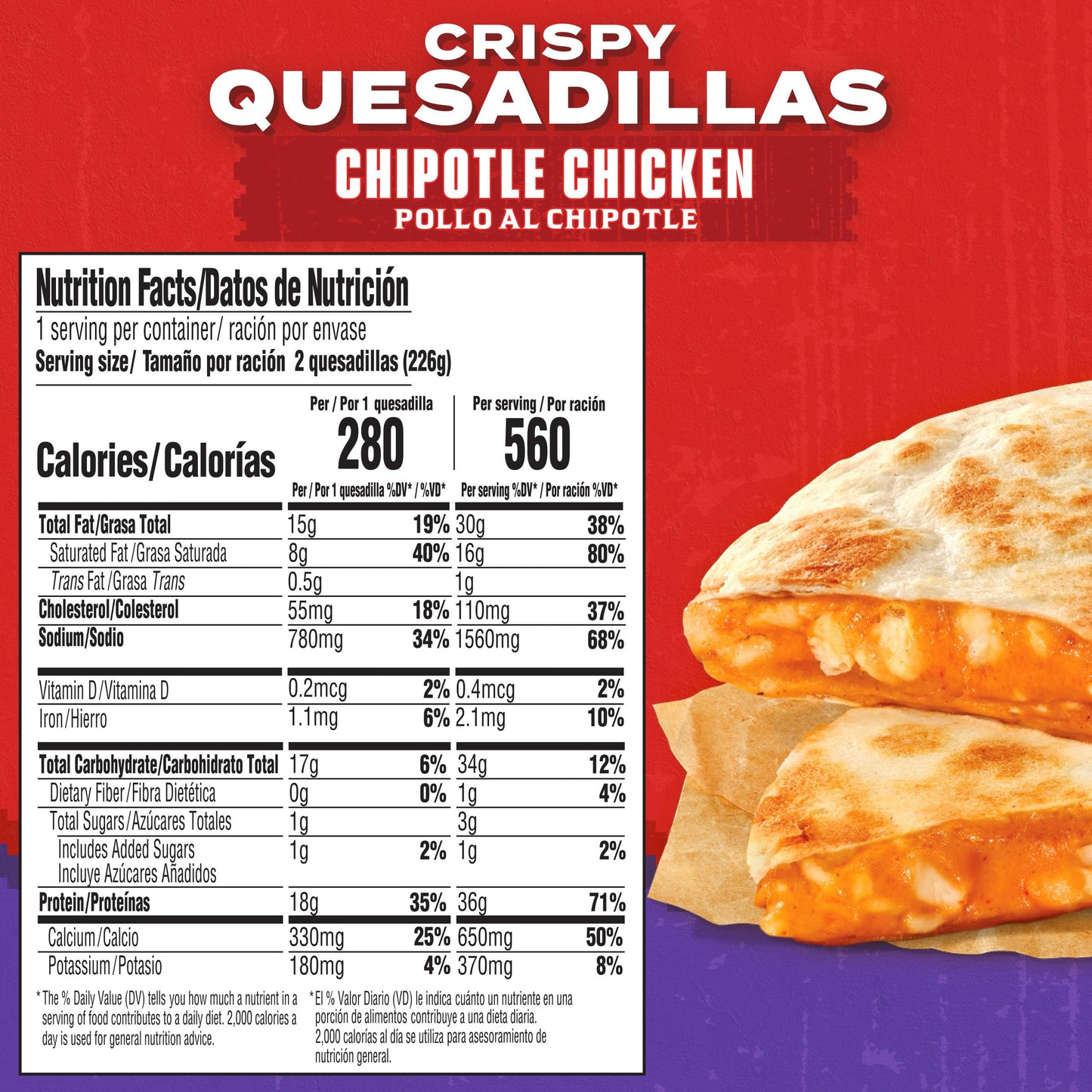 Delimex Chipotle Chicken Crispy Quesadillas, 8 oz box