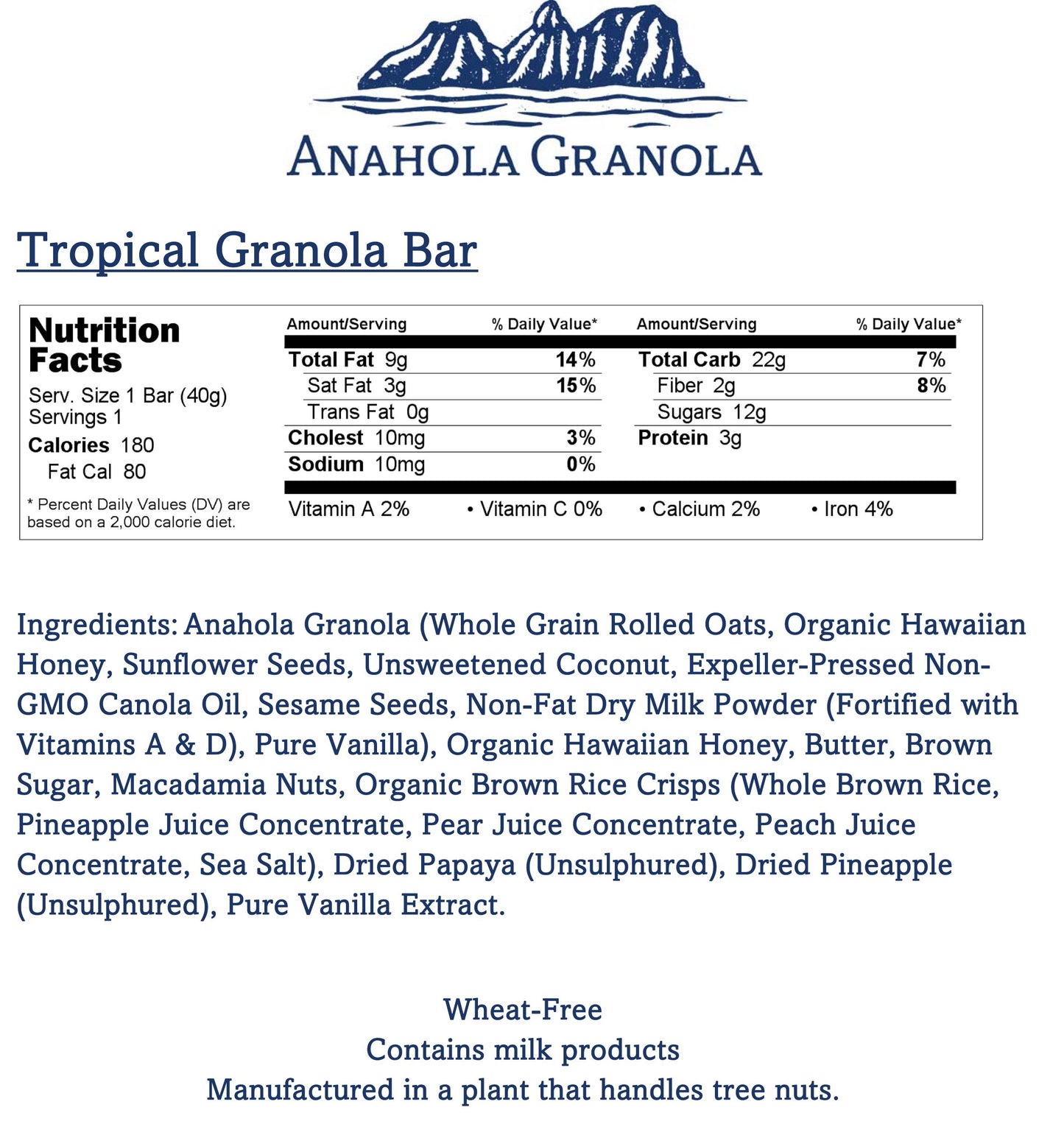 Anahola Granola Tropical Bars, 8 Count