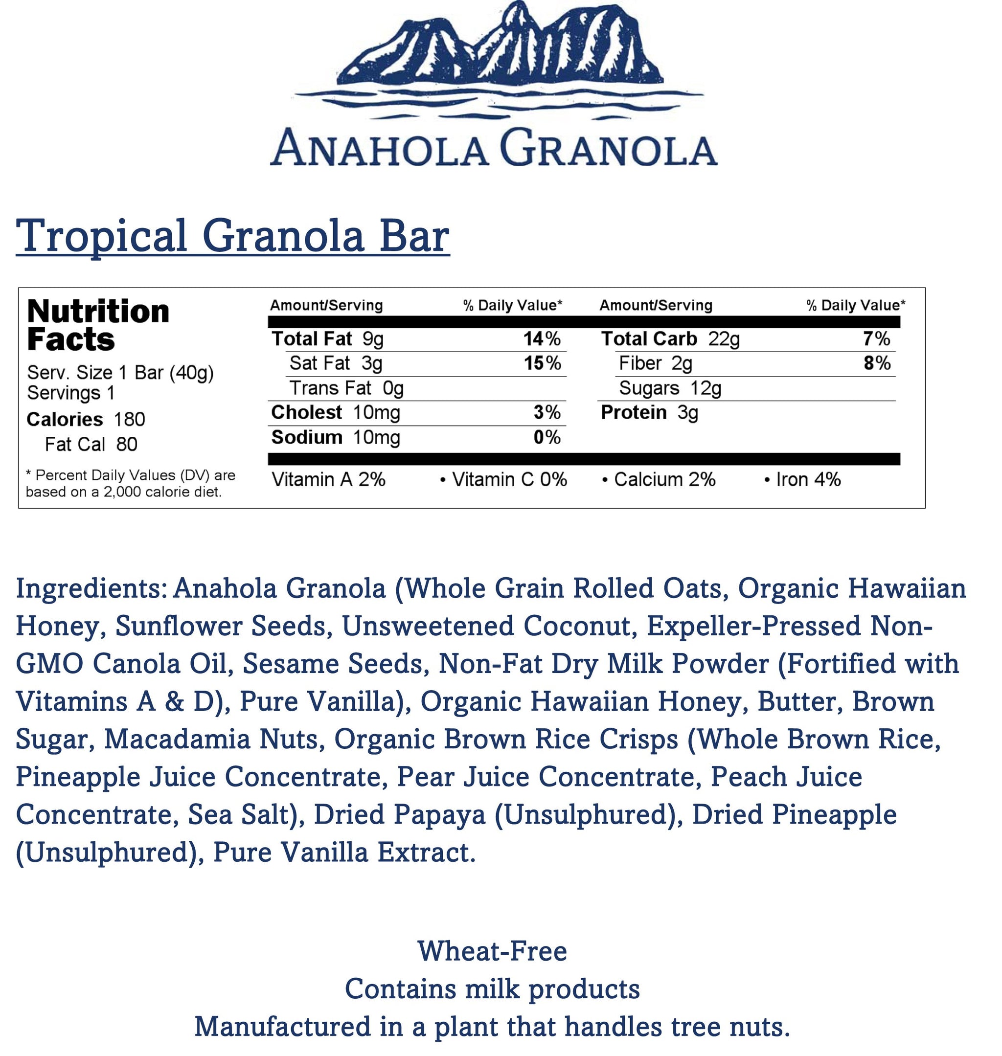 Anahola Granola Tropical Bars, 8 Count