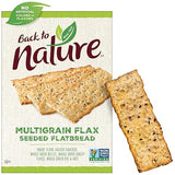 Back to Nature Multigrain Flax Seeded Flatbread Crackers - Dairy Free, Non-GMO, Made with Wheat Flour & Whole Grains, Delicious & Quality Snacks, 5.5