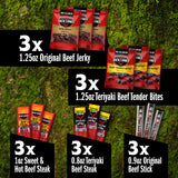 Jack Link's Beef Jerky Variety Pack Gift Basket - 15 Pack - Assorted Jerky, Steaks, and Meat Sticks - Ready to Eat Protein Snacks - Made with 100%
