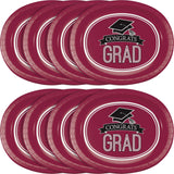 Creative Converting 8 Count School Spirit Oval Paper Platters for Graduation Party, Burgundy