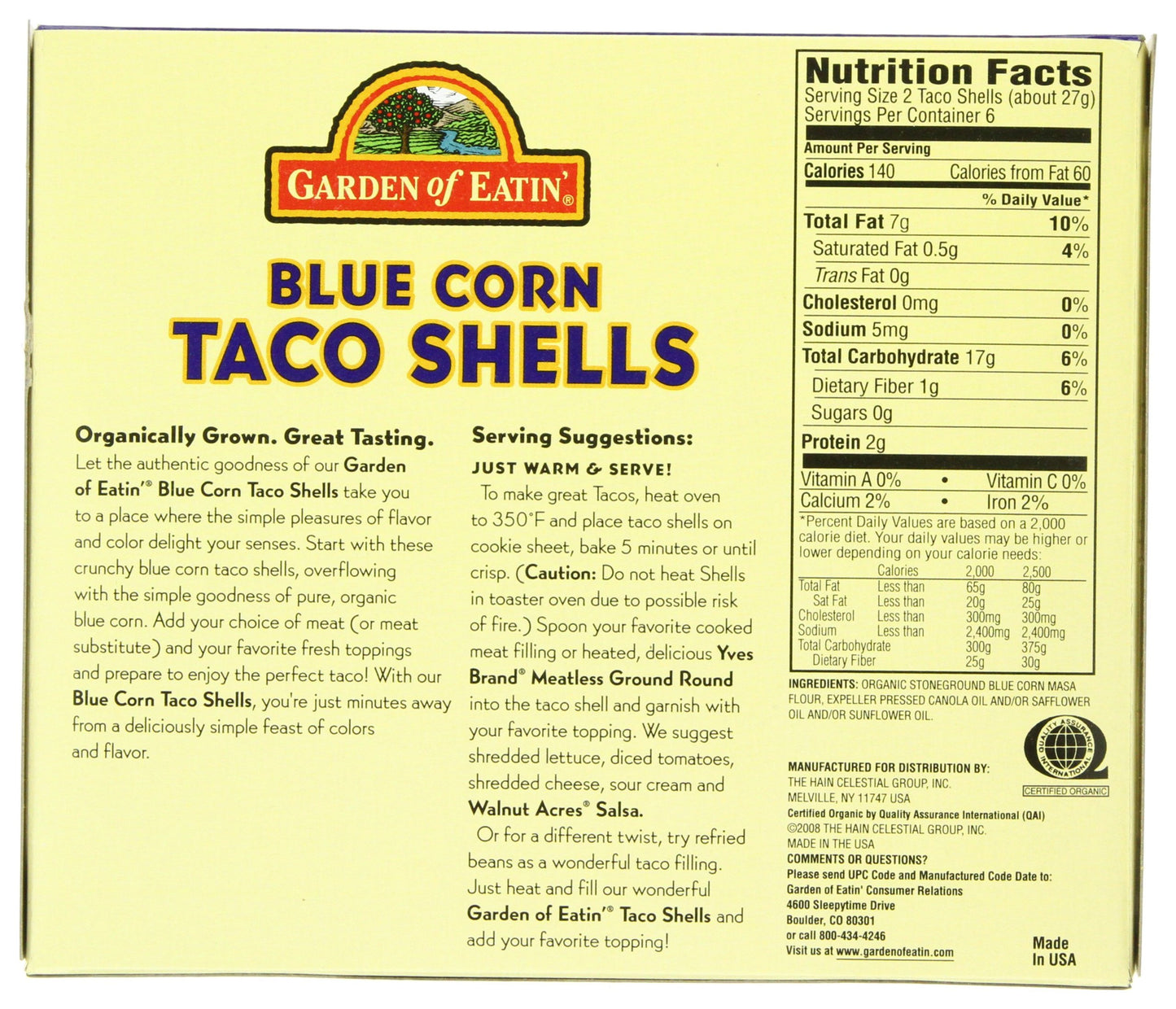 Garden of Eatin'® Taco Shells Blue, 5.5 Ounce Boxes (Pack of 12)