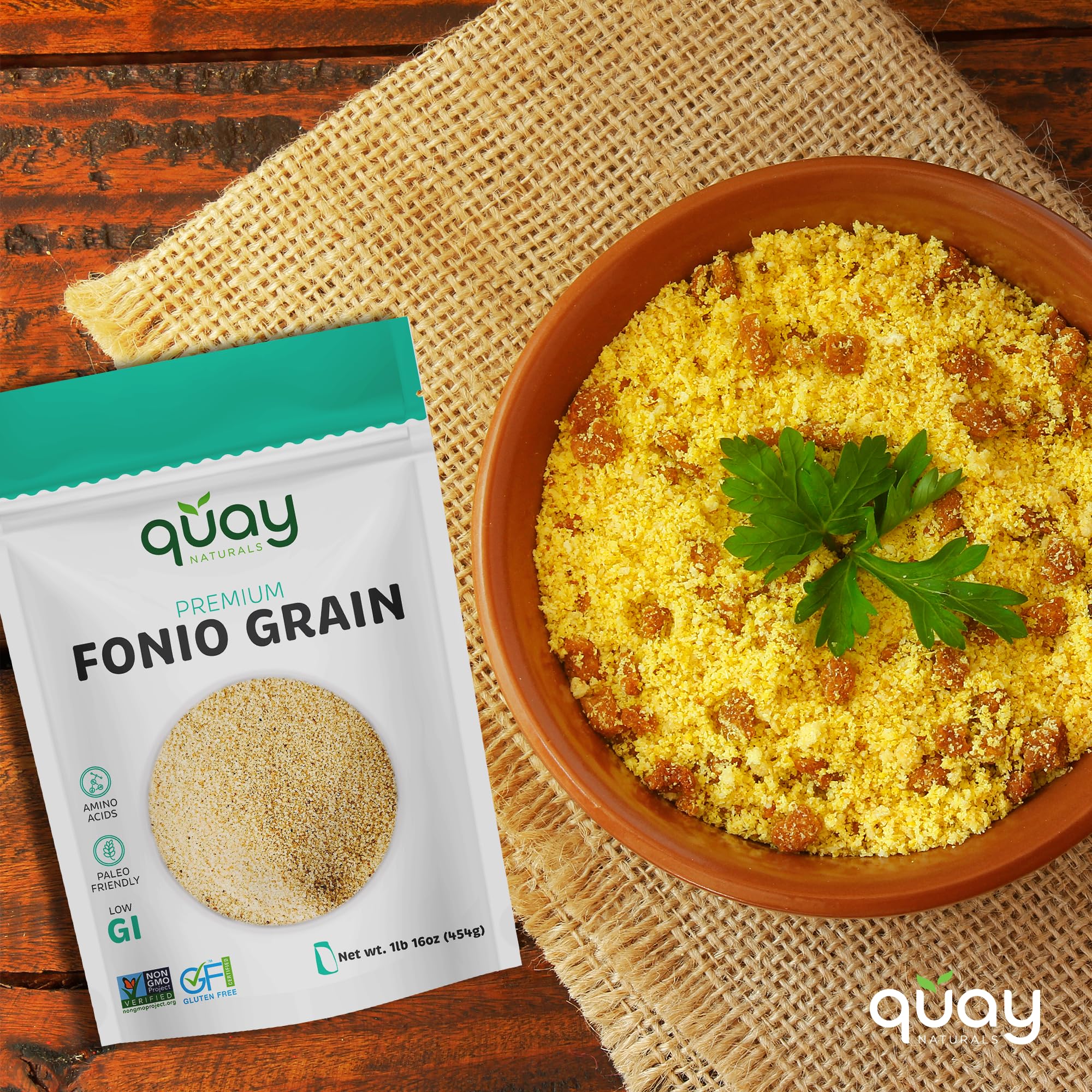 Quay Naturals Fonio Super-Grain - African Ancient Superfood Grain - Substitute & Alternative for Couscous, Quinoa & Rice - Gluten Free & Non GMO