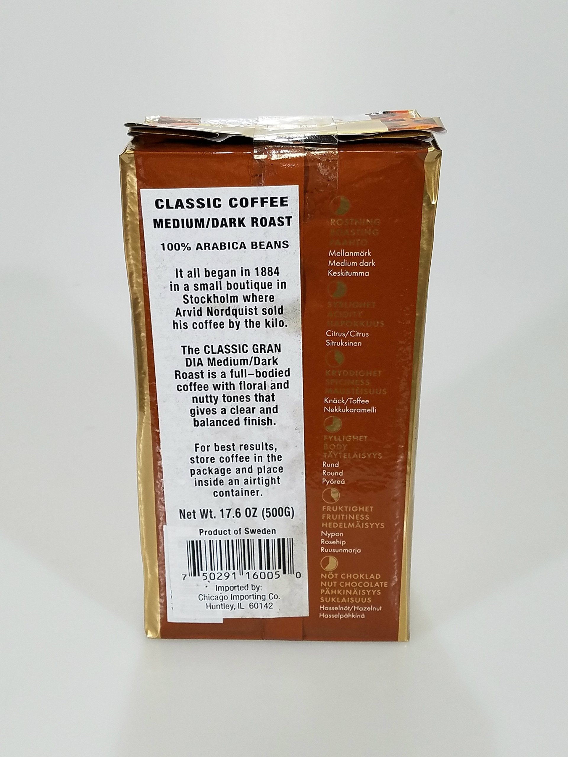 Arvid Norquist Classic Ground Coffee 2 - 17.6oz Bags(500grams) (Gran Dia)