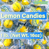 Lemon Candy. Hard Candies Individually Wrapped Heads Bulk. Natural Lemon Flavor. (1 Pound Bag) Net Wt. 16oz.