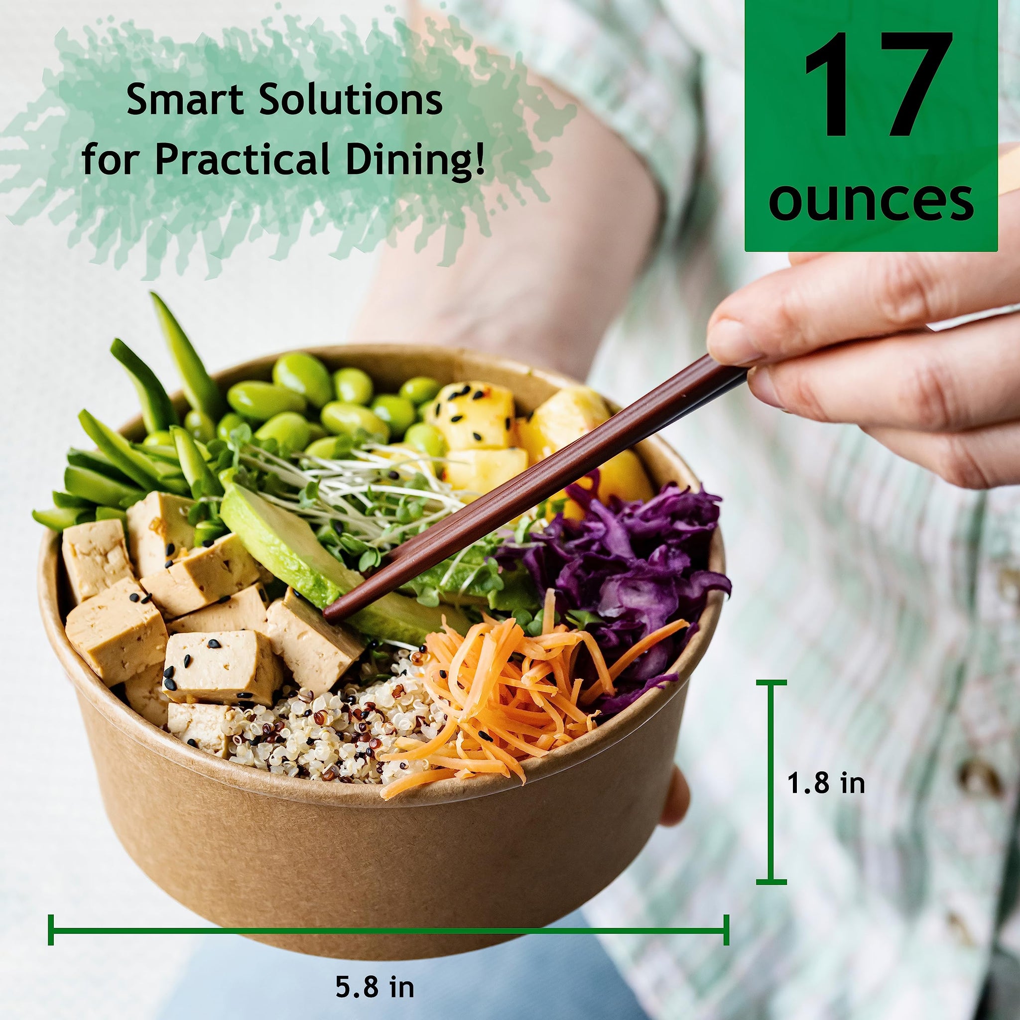 Galashield Disposable Bowls with Lid | Meal Prep Paper Bowls | To Go Salad Ramen Food Containers with Lids (17 oz - 25 Sets)