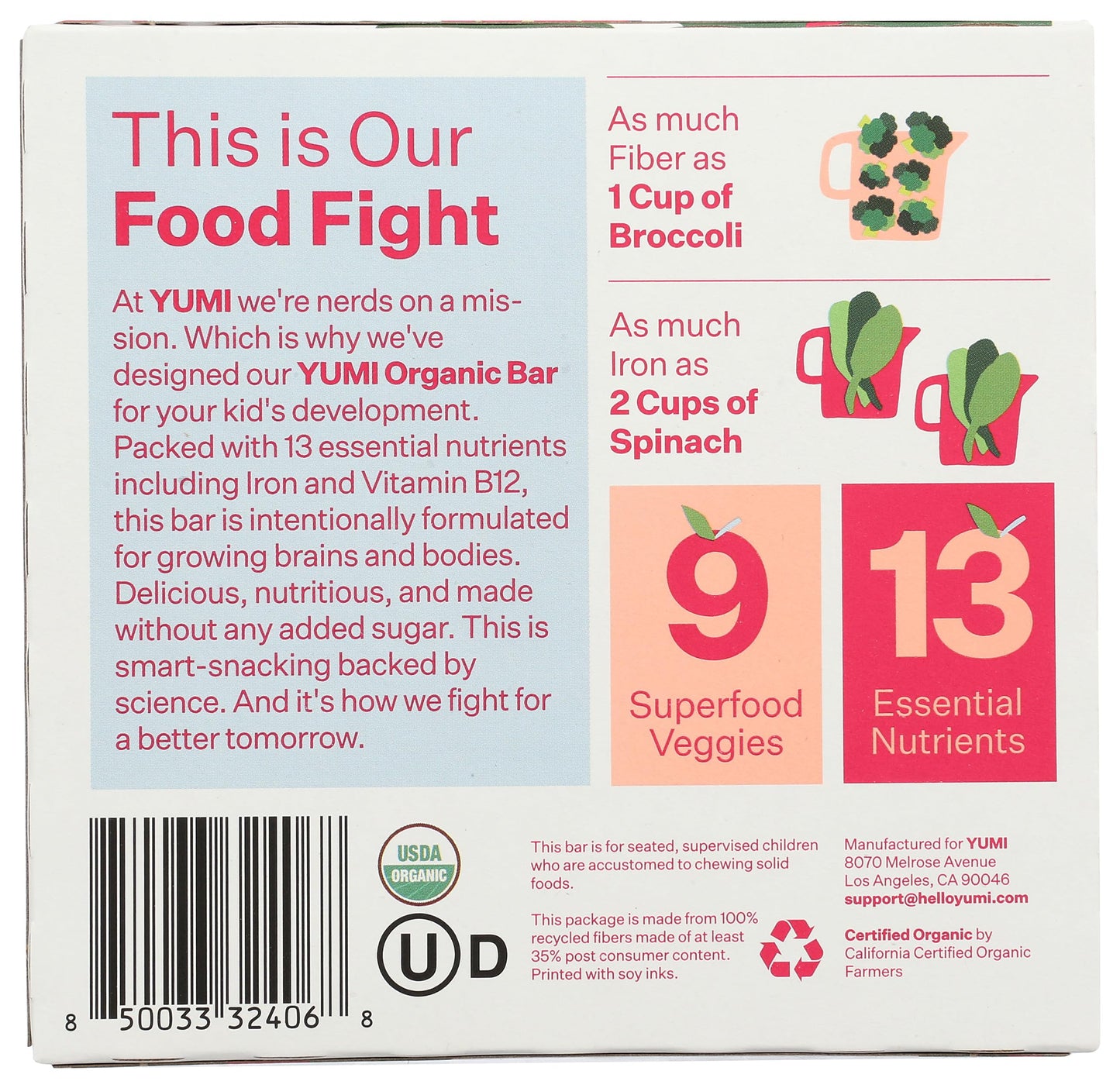 Yumi, Bars Toddler Strawberry Rhubarb Organic, 3.7 Ounce