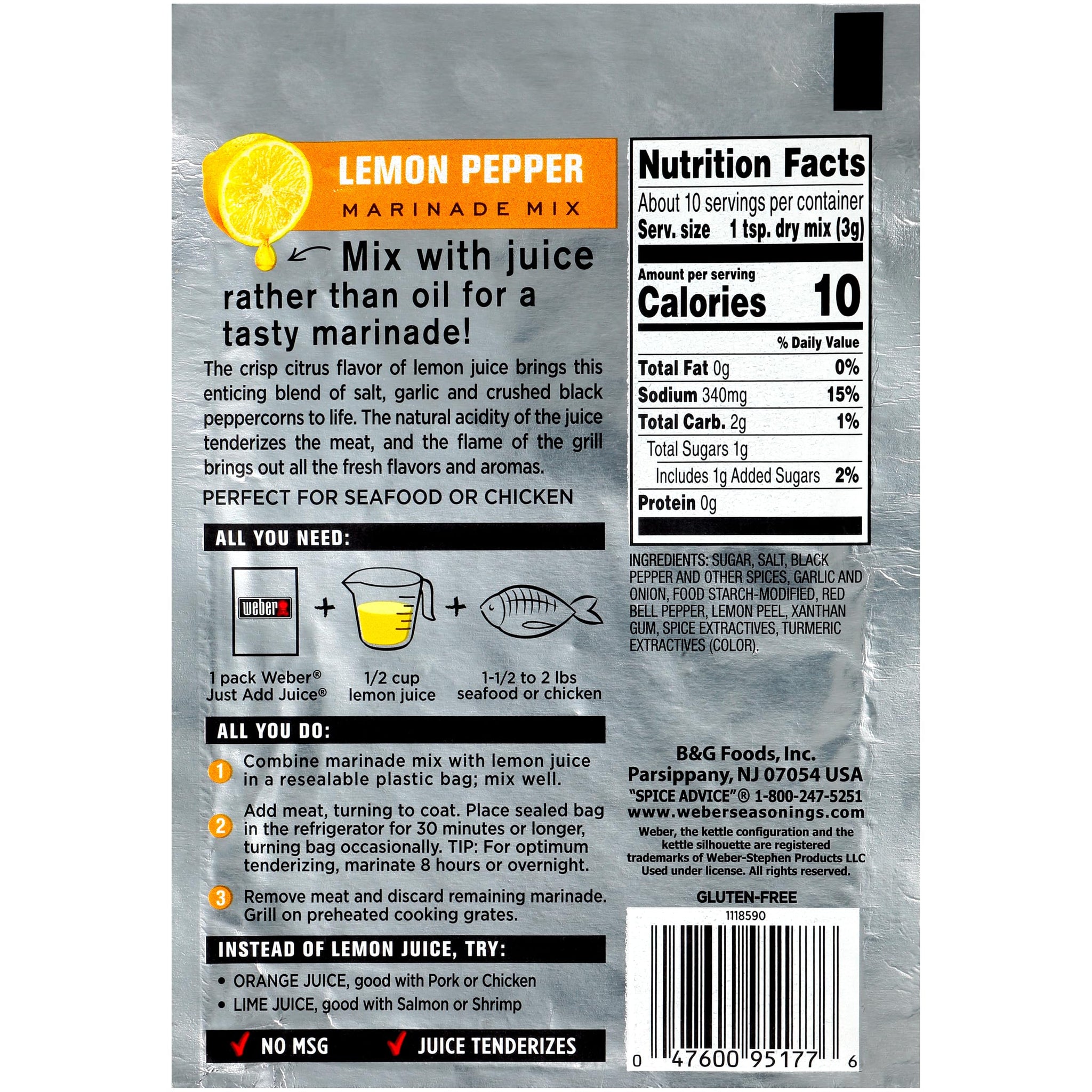 Weber Just Add Water Lemon Pepper Marinade, 1.12 Ounce