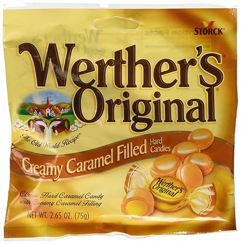 Werther's Original Creamy Caramel Filled Hard Candies - Individually Wrapped Hard Candies for Halloween, Parties, or Snacks - 2.65 oz Bag (Pack of 1)