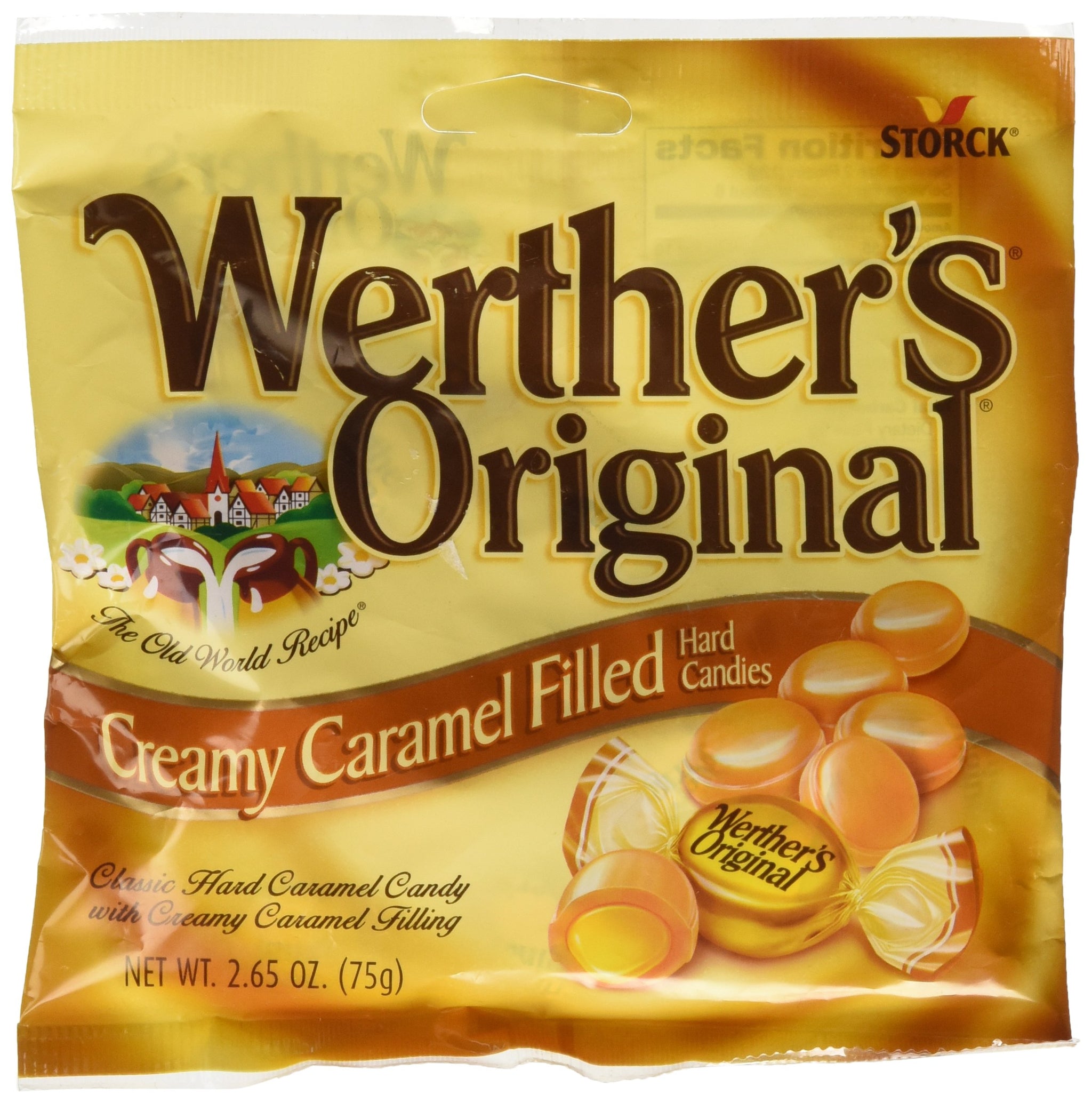 Werther's Original Creamy Caramel Filled Hard Candies - Individually Wrapped Hard Candies for Halloween, Parties, or Snacks - 2.65 oz Bag (Pack of 1)