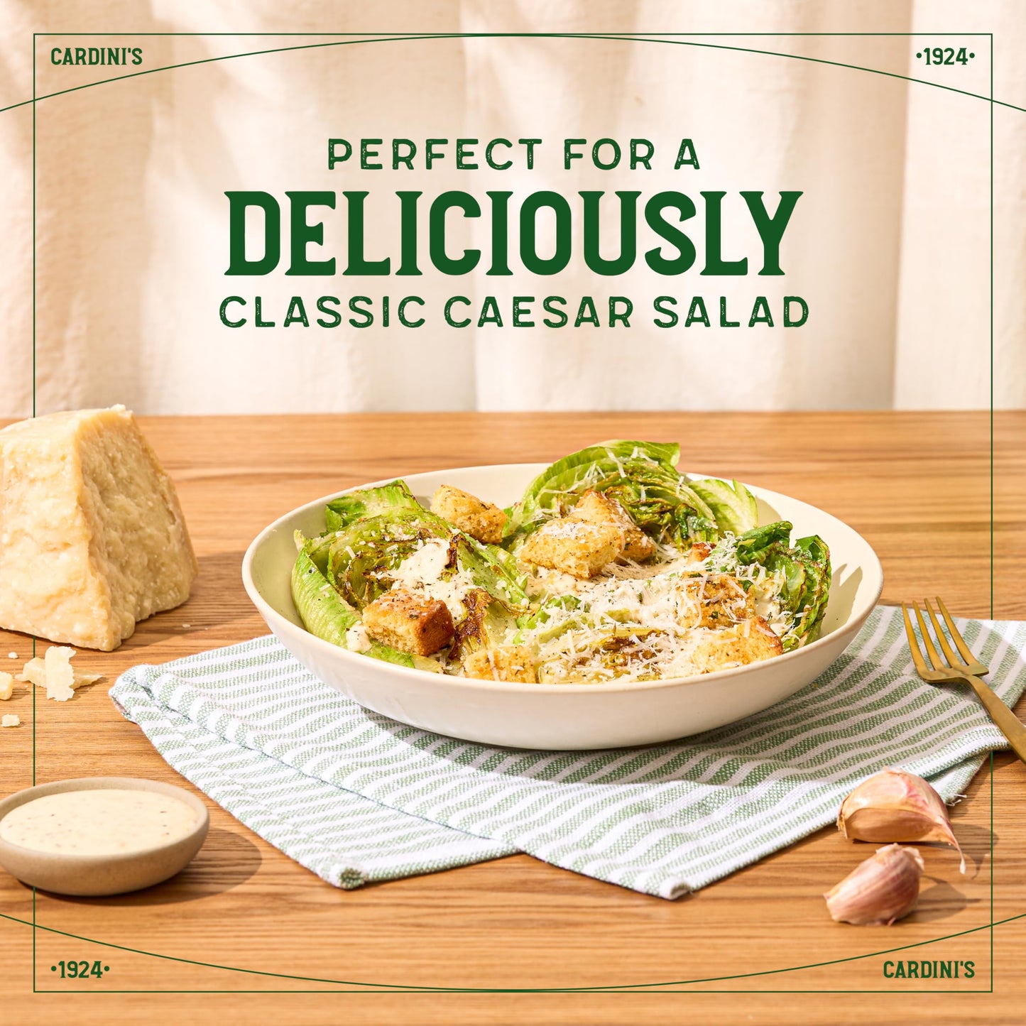 Cardini's Light Caesar Dressing, 12 fl. oz., Made with Parmesan Cheese, Vinegars, Garlic and Anchovies, Perfect Chicken Marinade, Sandwich Spread, Dip