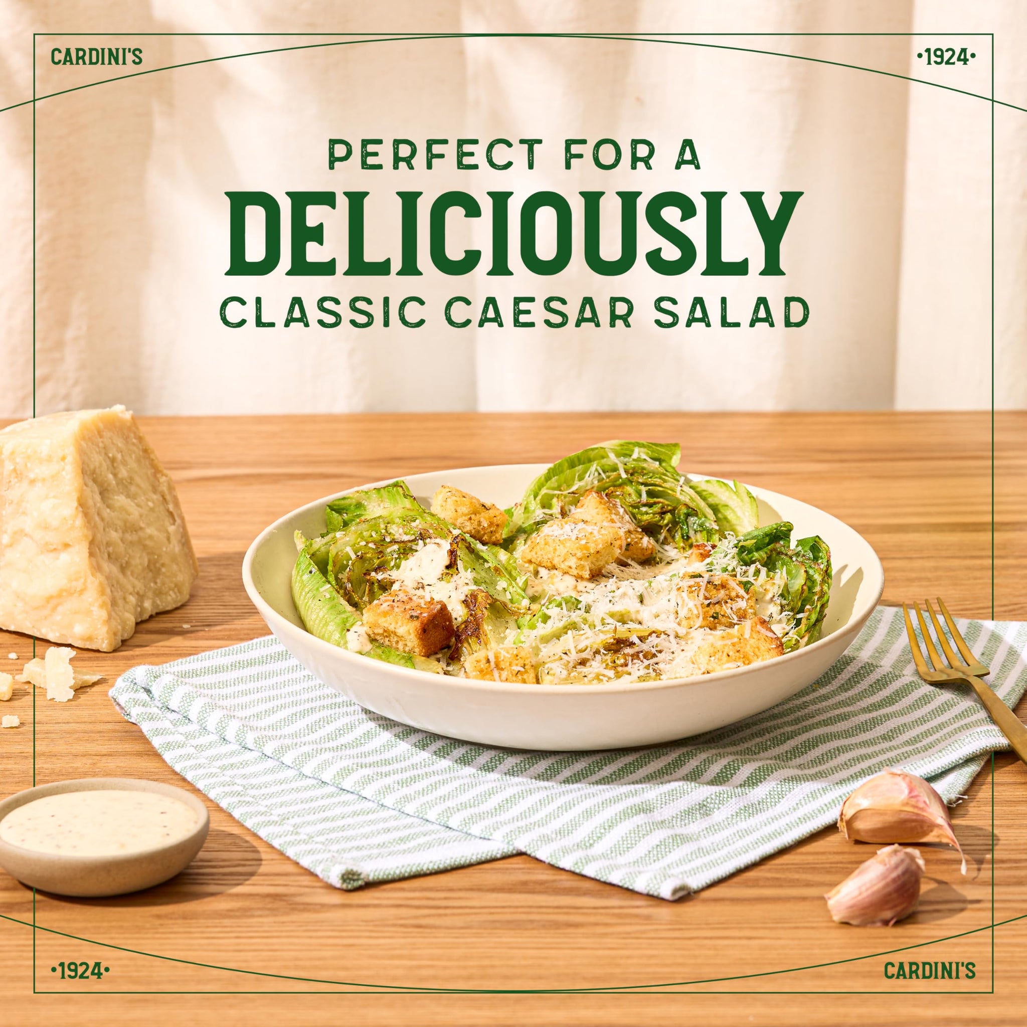 Cardini's Light Caesar Dressing, 12 fl. oz., Made with Parmesan Cheese, Vinegars, Garlic and Anchovies, Perfect Chicken Marinade, Sandwich Spread, Dip