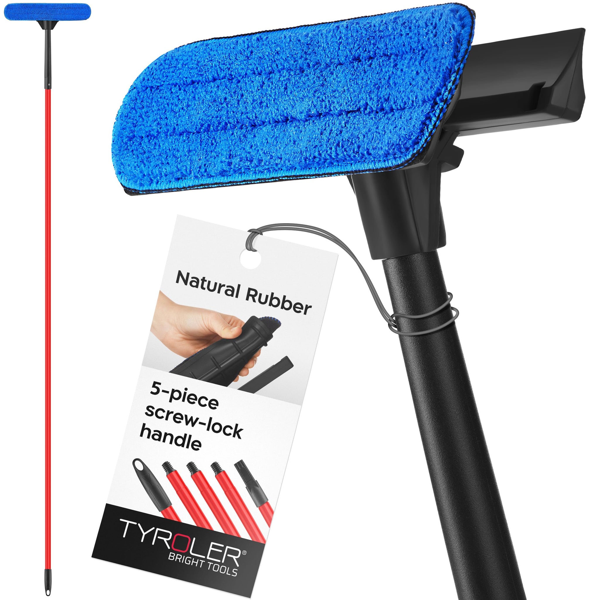 Tyroler Professional Window Squeegee for Home, 12"-80" Long Squeegee for Window Cleaning, 2-in-1 Window Cleaning Squeegee Kit, Indoor & Outdoor Window