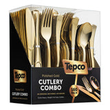160 Silverware Set - Disposable Flatware - 80 Plastic Forks, 40 Plastic Spoons, 40 Cutlery Knives - Heavy Duty for Party Bulk Pack (Gold)