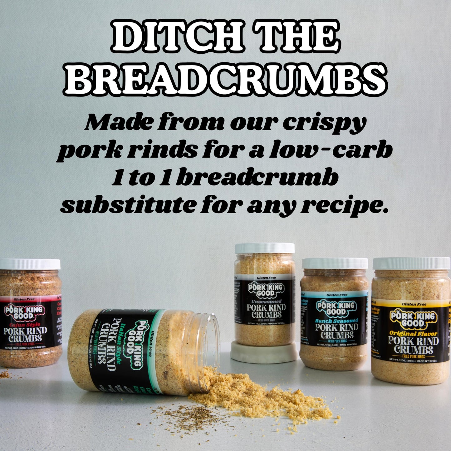Pork King Good Spicy Cajun Low Carb Keto Diet Pork Rind Breadcrumbs!Perfect For Ketogenic, Paleo, Gluten-Free, Sugar Free and Bariatric Diets