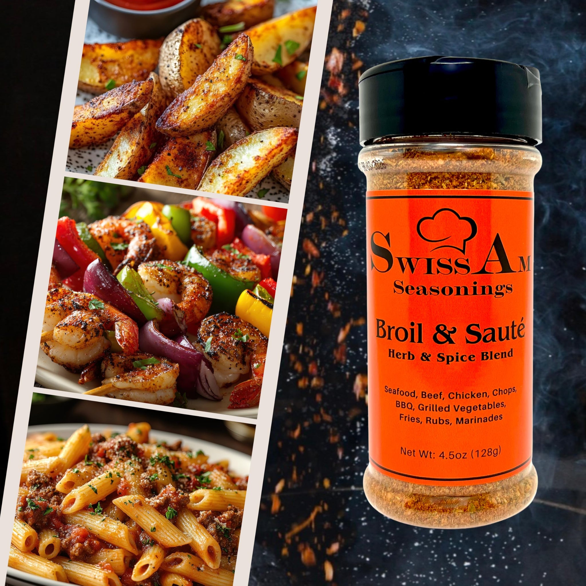 SwissAm Seasonings Broil & Sauté All Purpose Seasoning - Chef-Created Signature Herb & Spice Blend | 12 Herbs & Spices | No MSG | Non-GMO | Vegan |