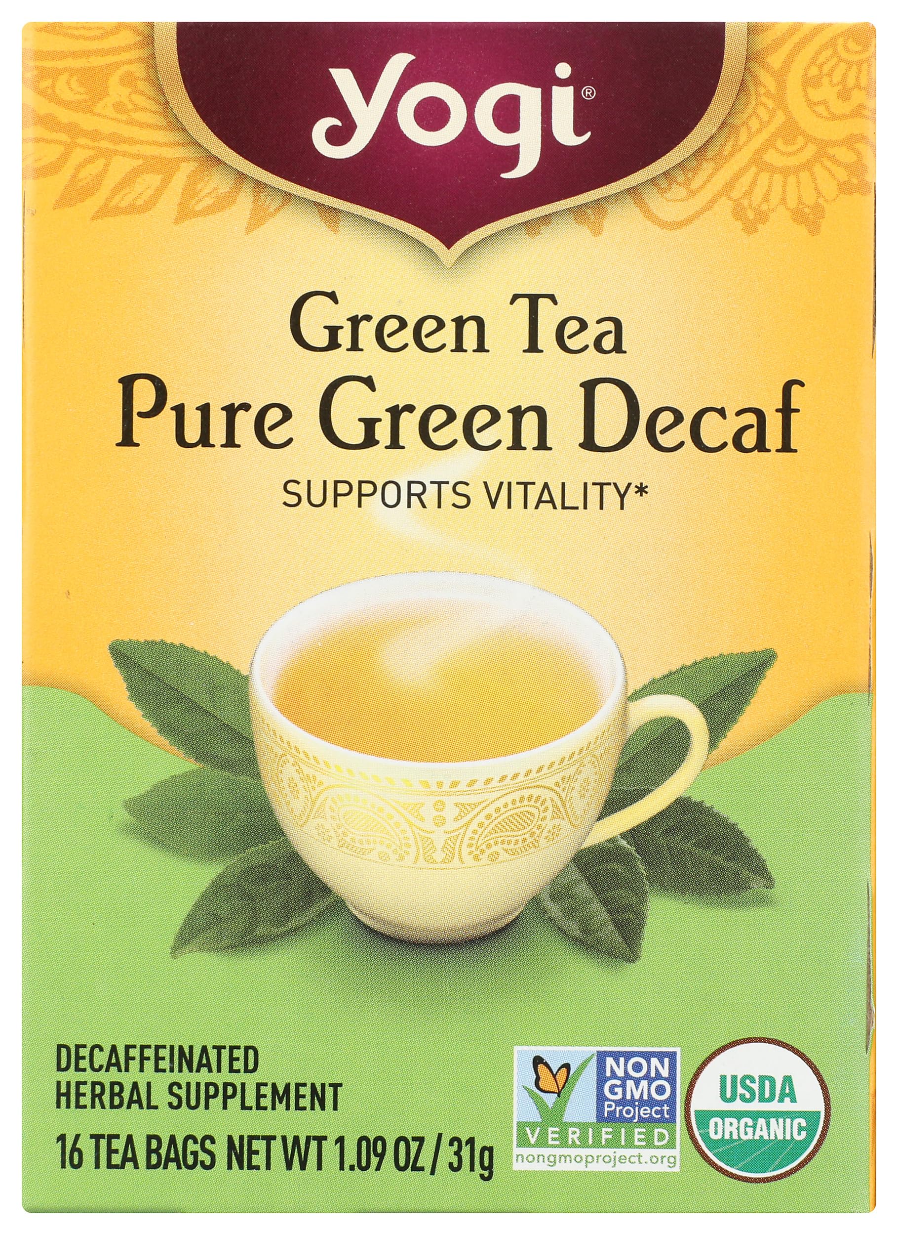 Yogi Tea, Pure Green Decaf, 16 Count, Packaging May Vary