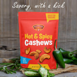 Platinum’s Hot & Spicy Cashews - Plant Based Protein, Fiber, Healthy Snack - Hot & Spicy Flavor - Nutritional Boost - Can Bring at Home, Work, Office
