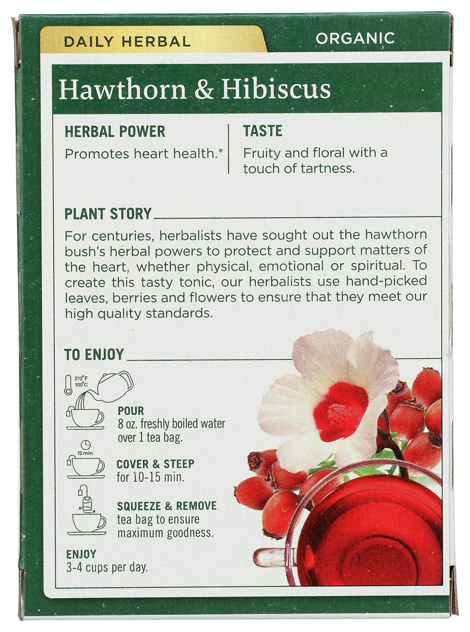 Traditional Medicinals Organic Hawthorn & Hibiscus Herbal Tea, Promotes Heart Health, (Pack of 1) - 16 Tea Bags