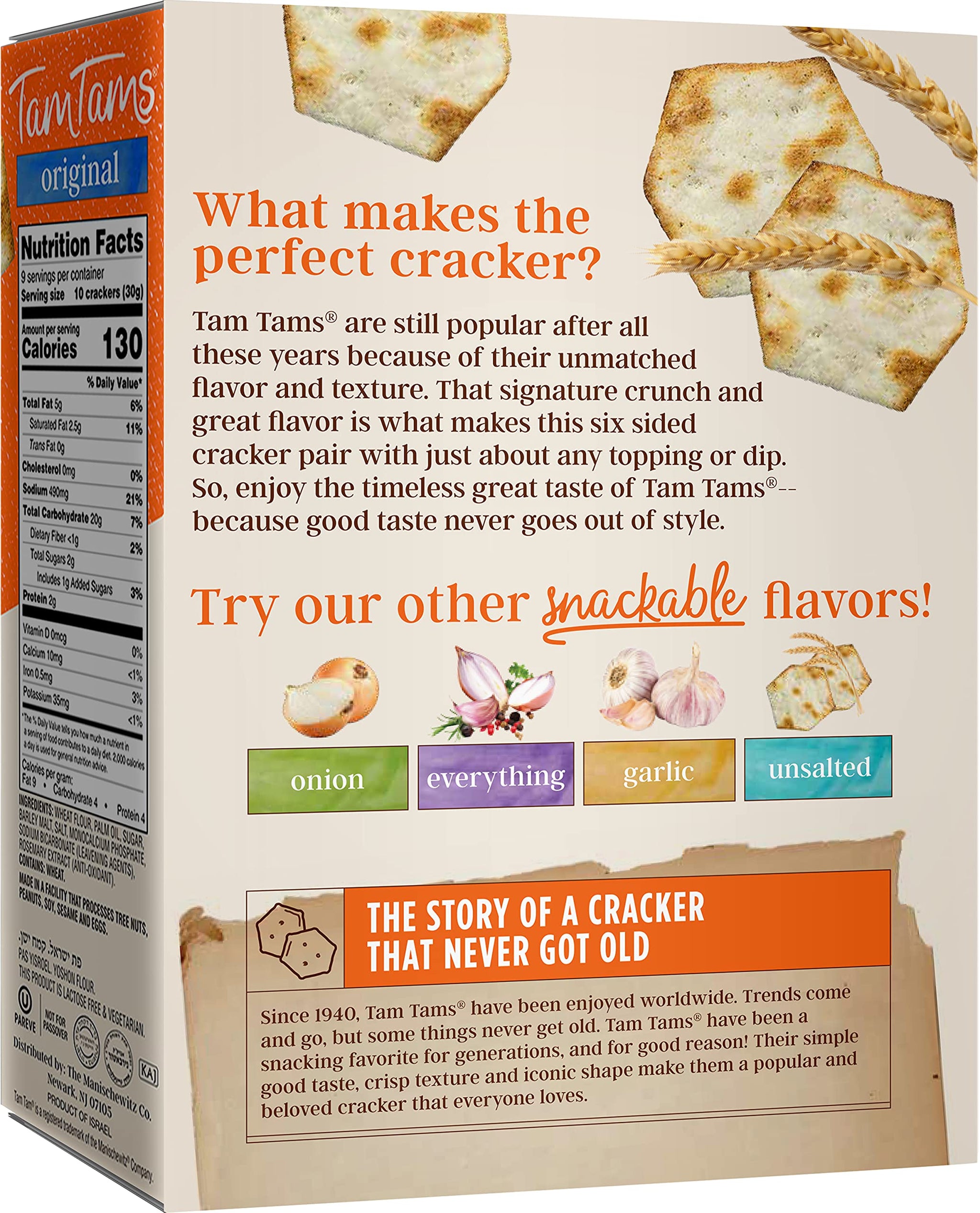 Manischewitz Tam Tam Original Crackers 9.6oz (2 Pack), Fluffy & Airy, Baked to Perfection
