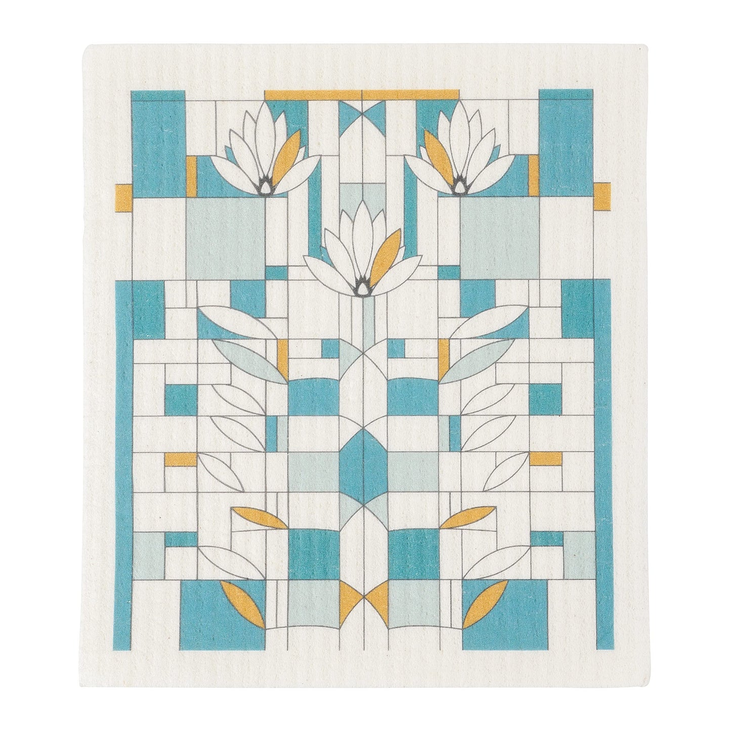 KAF Home Frank Lloyd Wright Swedish Dish Cloths (6.7 x 7.5-inch) - Set of 3 Reusable, Absorbent Cellulose Sponge Towels for Kitchen, Cleaning