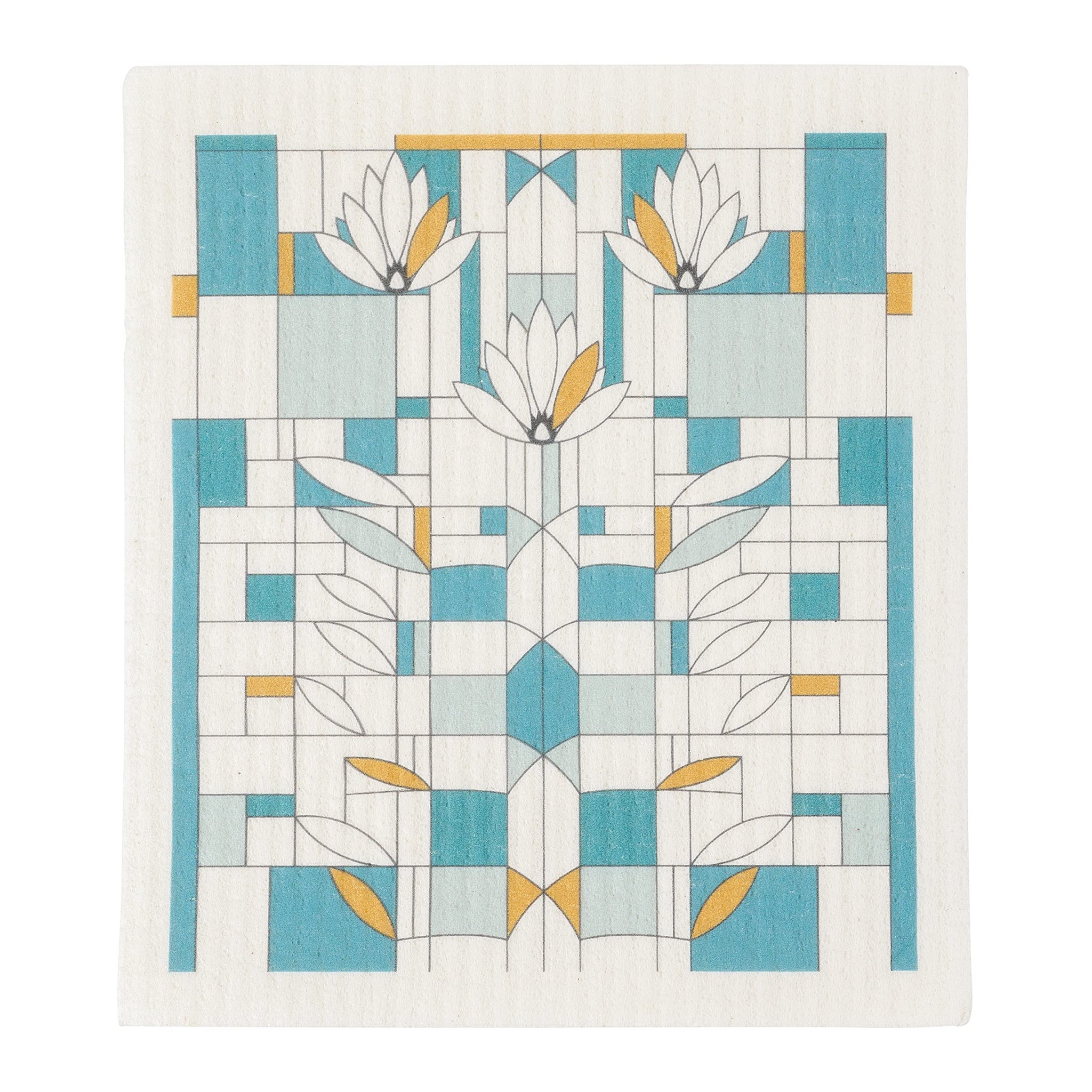 KAF Home Frank Lloyd Wright Swedish Dish Cloths (6.7 x 7.5-inch) - Set of 3 Reusable, Absorbent Cellulose Sponge Towels for Kitchen, Cleaning