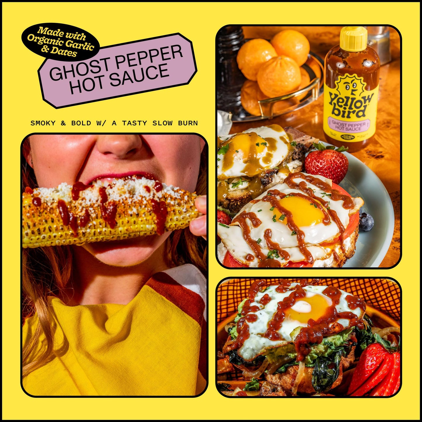 Yellowbird® Made w/ Organic Ghost Pepper Hot Sauce 9.8 oz. Pantry Size (Real Hot | 1 Bottle | Made w/ Organic Tomatoes, Garlic, & Dates)