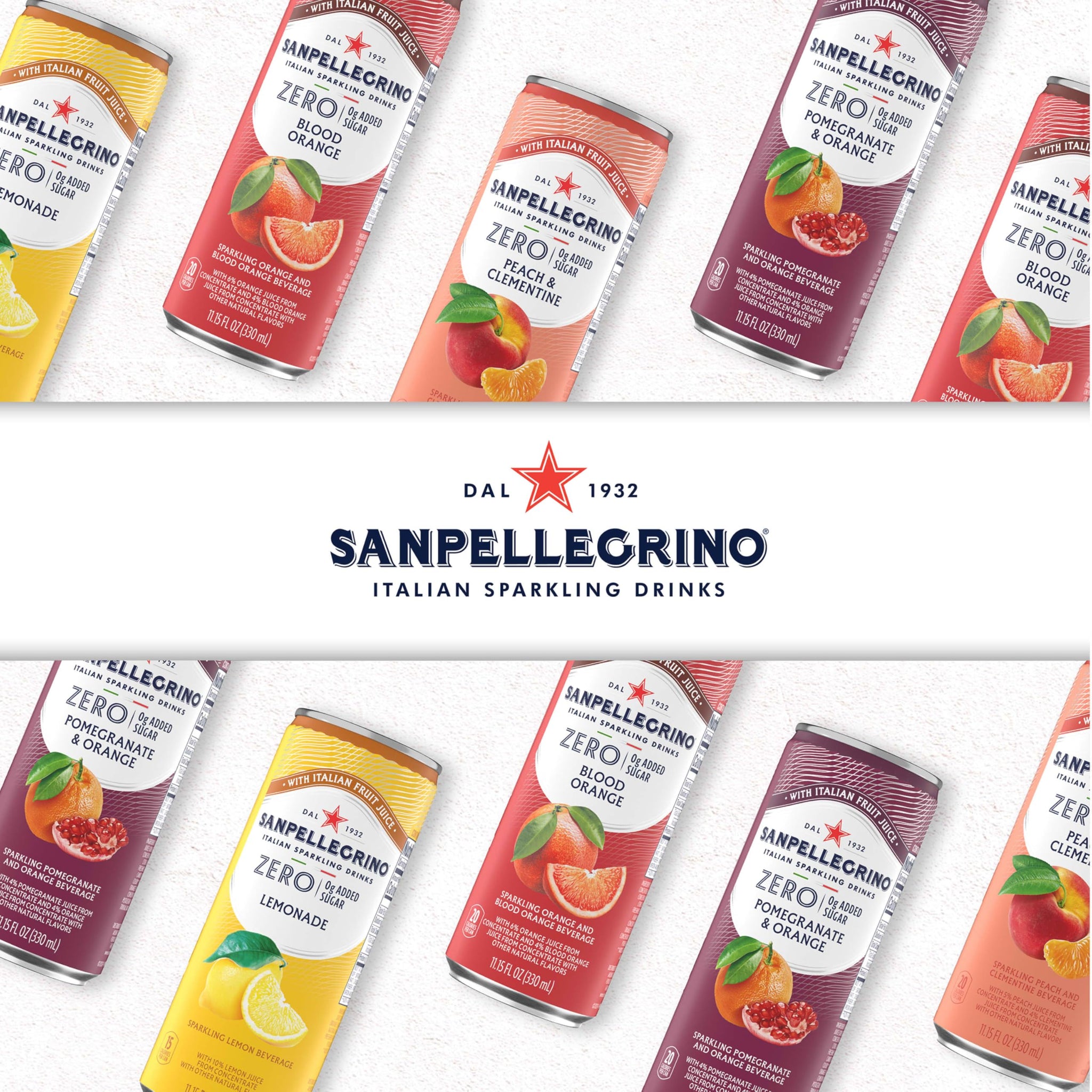 Sanpellegrino Zero Grams Added Sugar Pomegranate & Orange Italian Sparkling Drink, 24 Pack Of 11.15 Fl Oz Cans, Sanpellegrino Italian Sparkling
