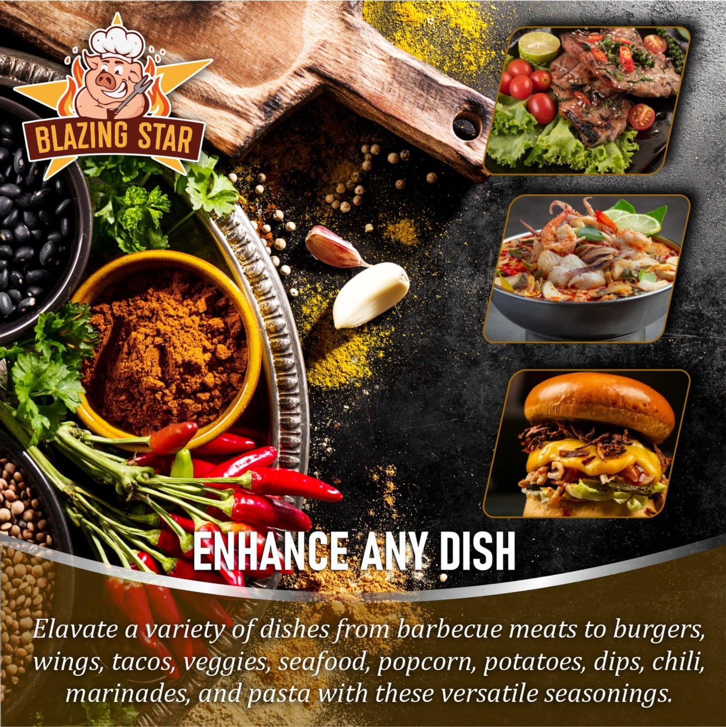 Blazing Star Sugar Free All In One Seasoning - Everyday Cooking Spice Blend - Bold Flavor for BBQ, Grilling, Vegetables, Chicken, Pork, and Beef