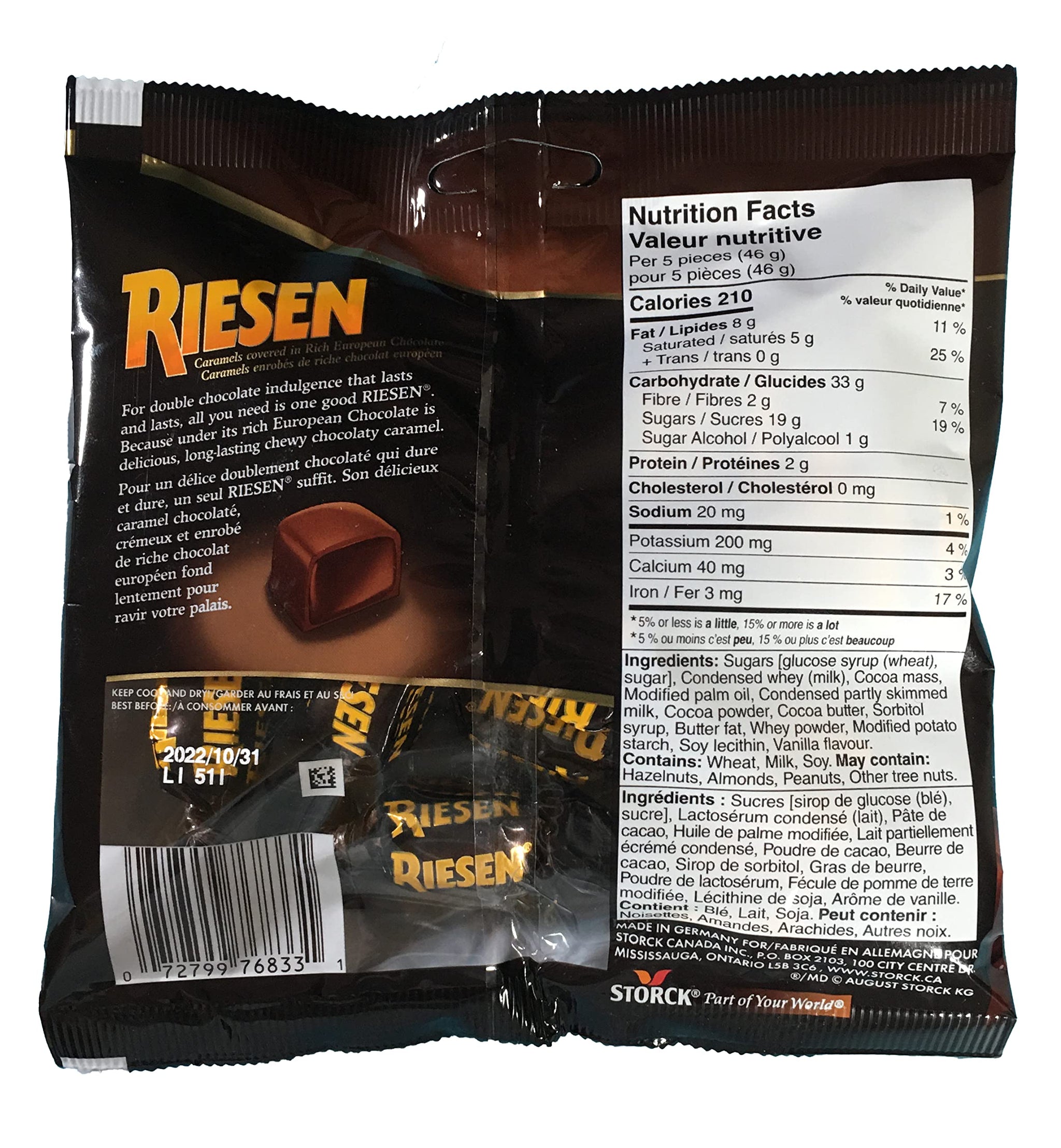 Riesen Chewy Caramels Candy, 135g/4.8 oz., Bag {Imported from Canada}