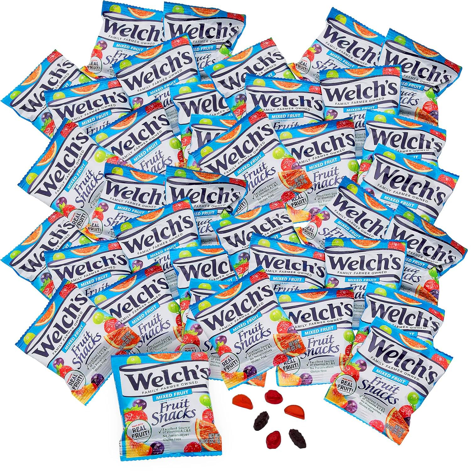 Welch's Fruit Snacks, Assorted Fruit Flavors, 40 Count - Gluten-Free Mini Pouches for Lunchboxes, Parties, and On-the-Go Snacking