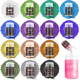 Aheroi Edible glitter Set of 15, Food Grade Edible Powder ocktail Glitter Shimmering Glitter for Drinks, Luster Dust Sprinkles Powder for Fondant Cake
