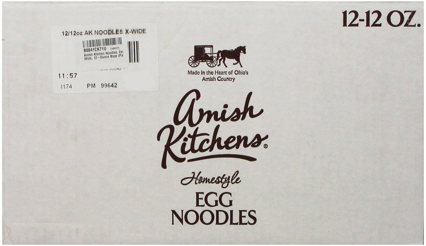 Amish Kitchen Extra Wide Egg Noodle, All Natural, 12 Ounces (Pack Of 12)