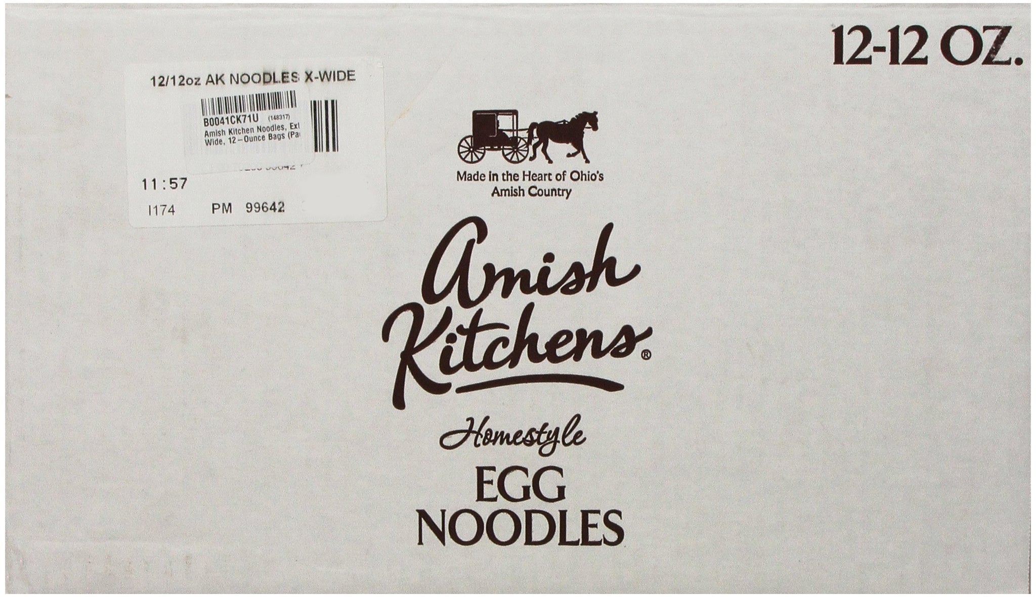 Amish Kitchen Extra Wide Egg Noodle, All Natural, 12 Ounces (Pack Of 12)