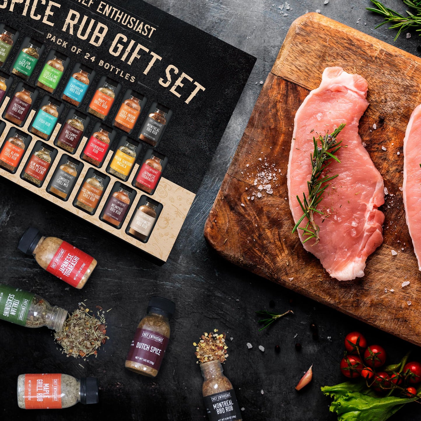 Holiday Gift Grilling Spices & Seasoning Set - 24 Unique Gourmet BBQ Spice Rub Sampler (Kosher) - Gift Set for Birthday, Anniversary, Men, Dads