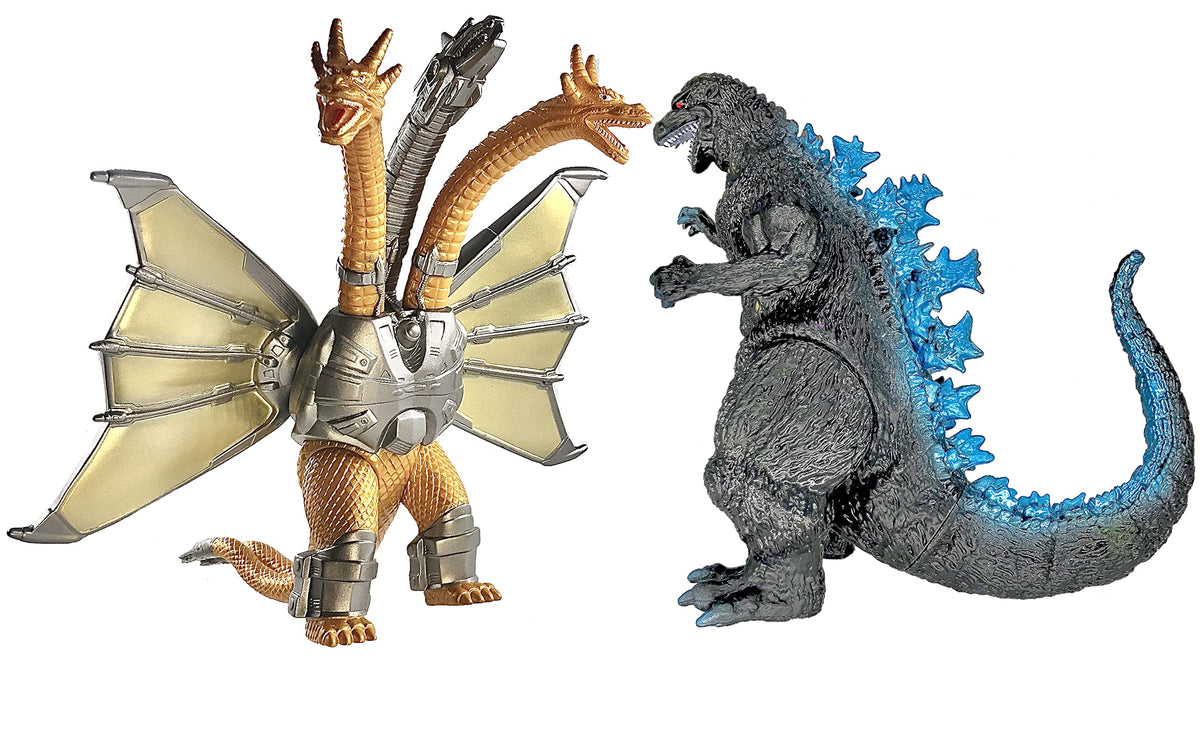 TwCare Set of 2 Mecha King Ghidorah vs 1954 65th Anniversary vs Heisei Era Classic Monster Toy, 2021 Movable Joints Action Movie Dragon Dinosaur