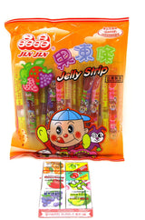 Jin Jin Fruit Jelly Filled Strip Straws Candy Bundle come with 7 Pack Bubble Gum- Many Flavors! (3 Pack)